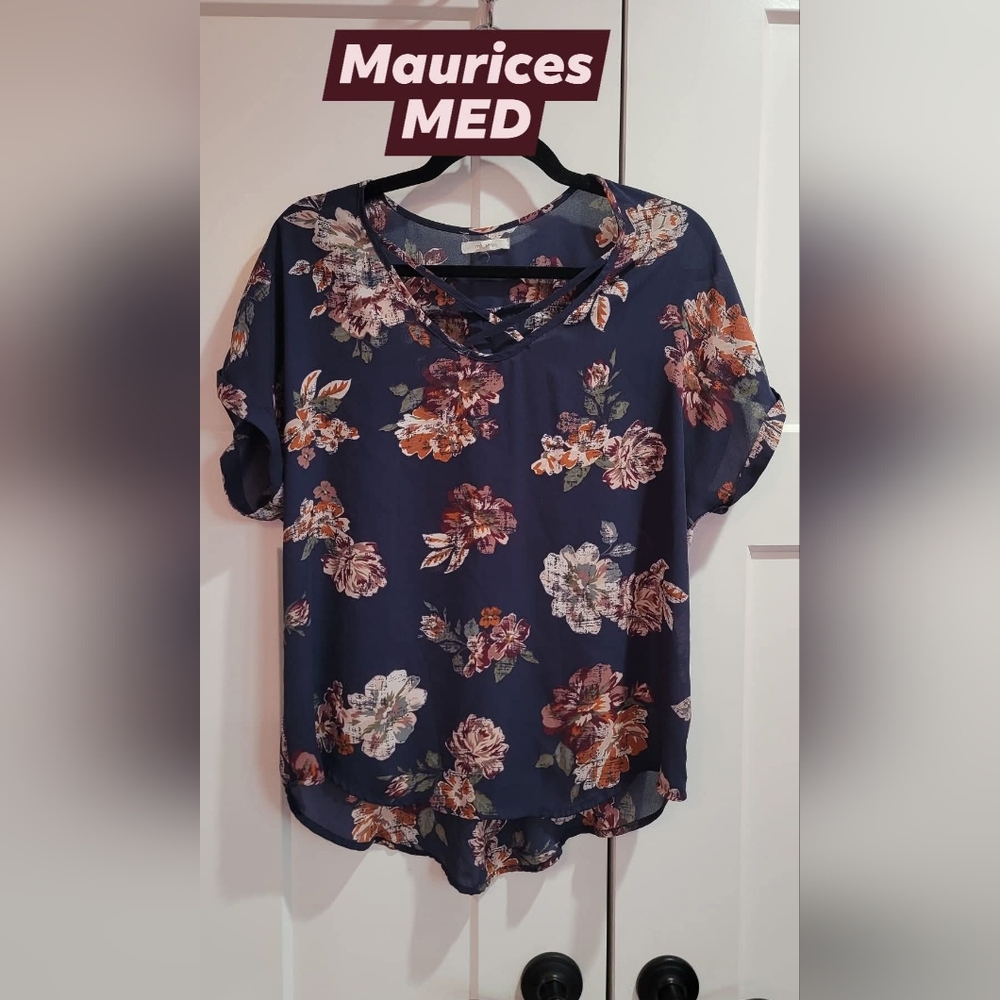 Maurices Navy Floral Blouse